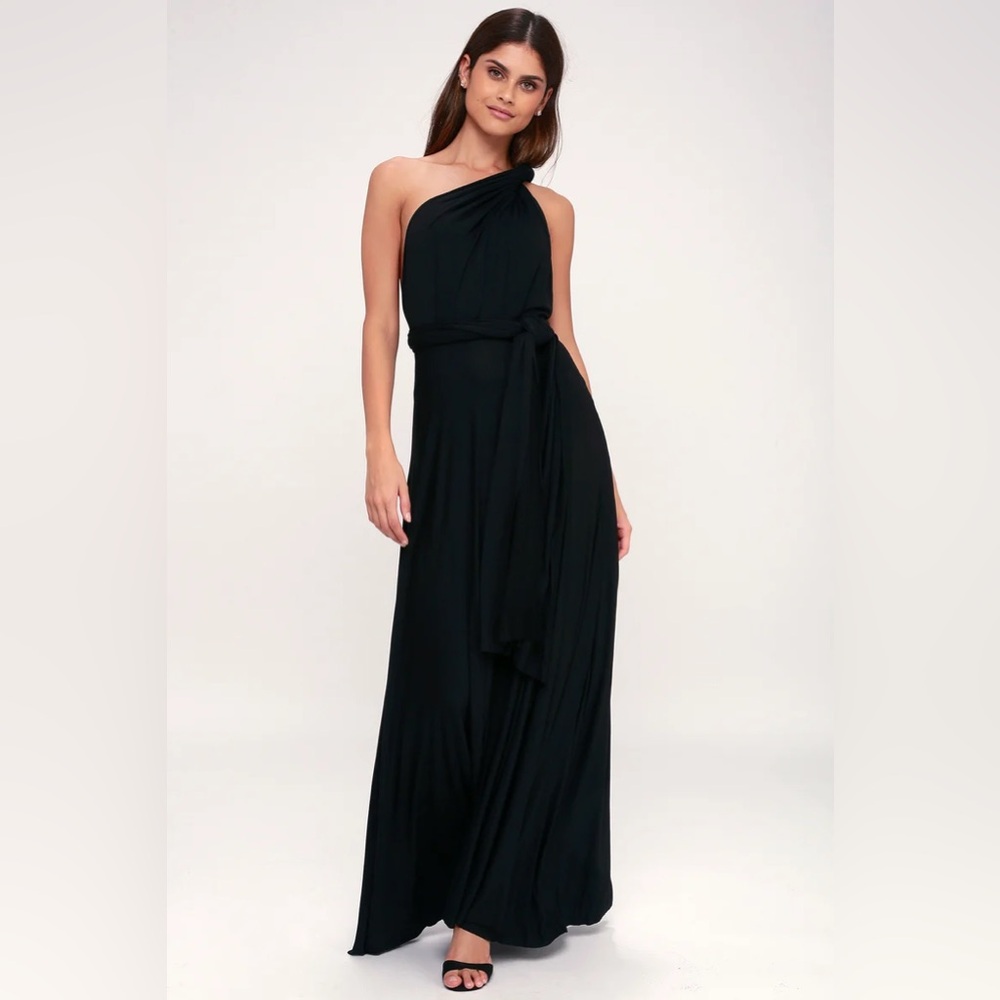 Lulus Tricks of the Trade Convertible black Maxi Dress Sz Small NEW - Picture 4 of 15